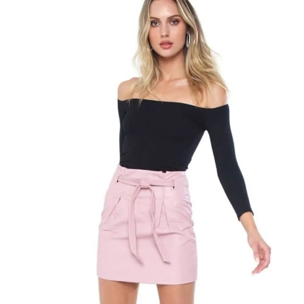 Free People Payton Paperbag Mauve Swoon Pink Faux Leather Mini Skirt Women’s 4